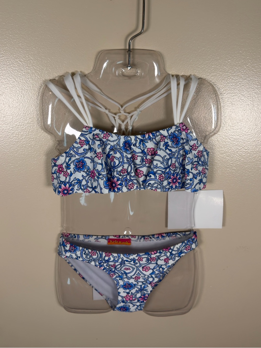 Kate Mack White Blue Pink Floral Girls Swim Bikini